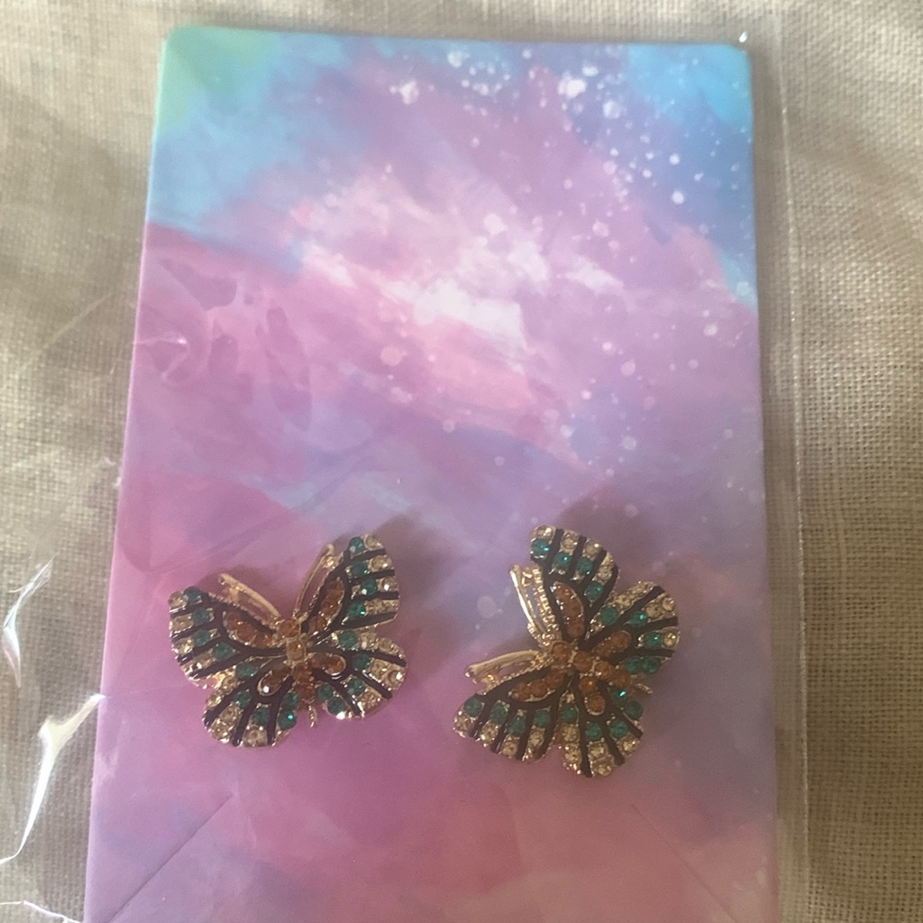 Butterfly Crystal Earrings Dainty Cz Rhinestone Vintage Gold Retro Y2k
